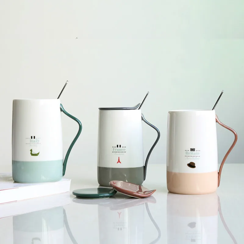 Современная керамическая кружка с животным узором белый фарфор кофейные