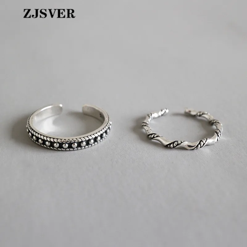ZJSVER кольца из стерлингового серебра 925 Классический волновой узор бисером