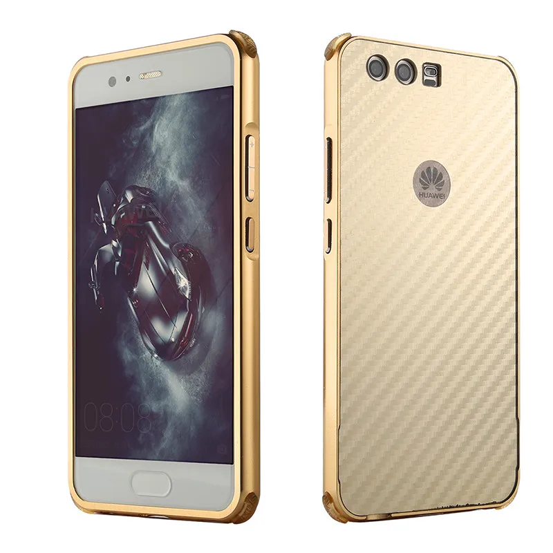 Чехол huawei P 10 P10 с алюминиевой металлической рамкой и Карбоновым волокном Жесткий