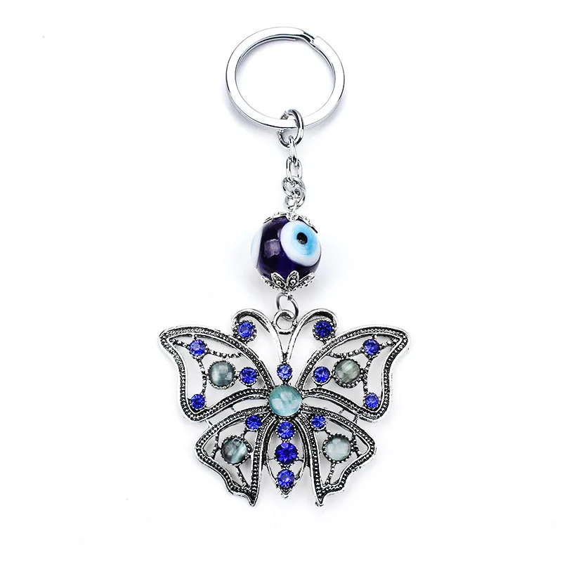 2021 Новая мода Шарм сглаза бусины кулон держатель для ключей античный серебряный