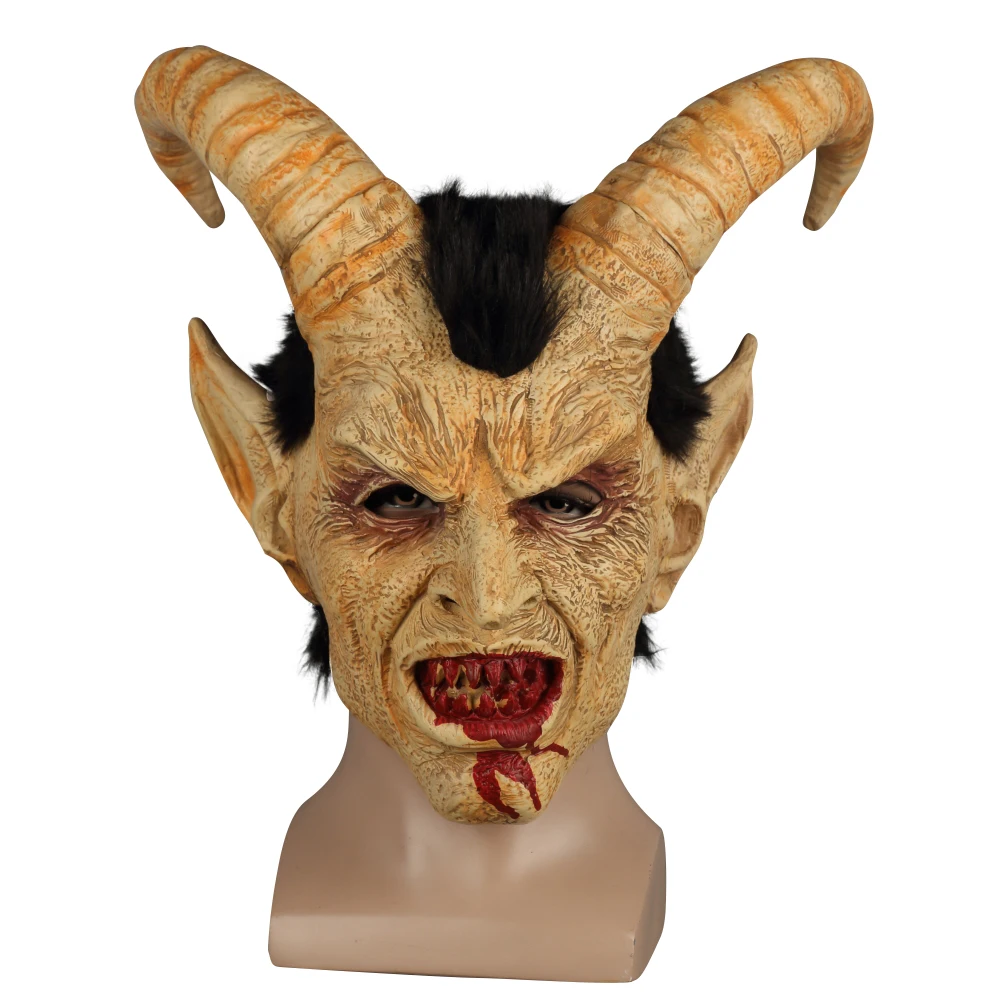 Страшная маска демон дьявол Люцифер рог латексные маски Хэллоуин косплей
