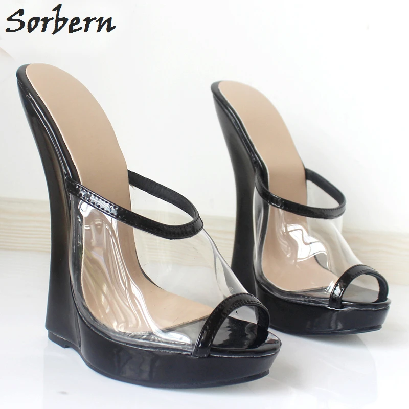 

Sorbern Plus Size Women Sandals Shoes Plus Size 36-46 PVC Patent Leather Peep Toe Fashion 2018 Slip On Unisex Dance Sandals Shoe