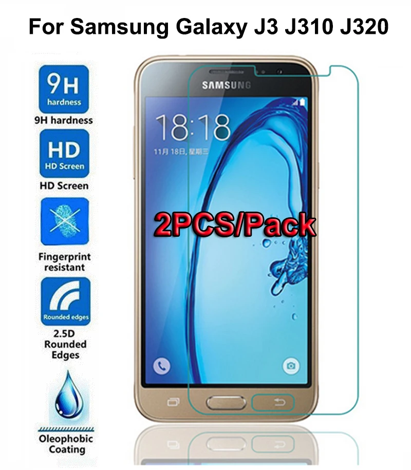 Закаленное стекло для Samsung Galaxy J3 2 шт. Защитная пленка J320 J310|for samsung galaxy j3|glass for samsungfor