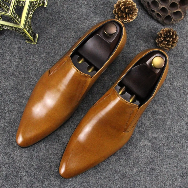 

Fashion British Style Men Formal Dress Shoes Flat heel Real leather Male Oxfords Big Size euro 45