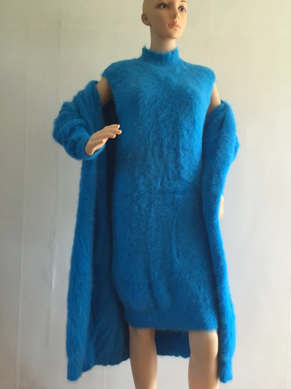 genuine mink cashmere sweater women Pullovers knitted jacket long fur coat free shipping S611 | Женская одежда