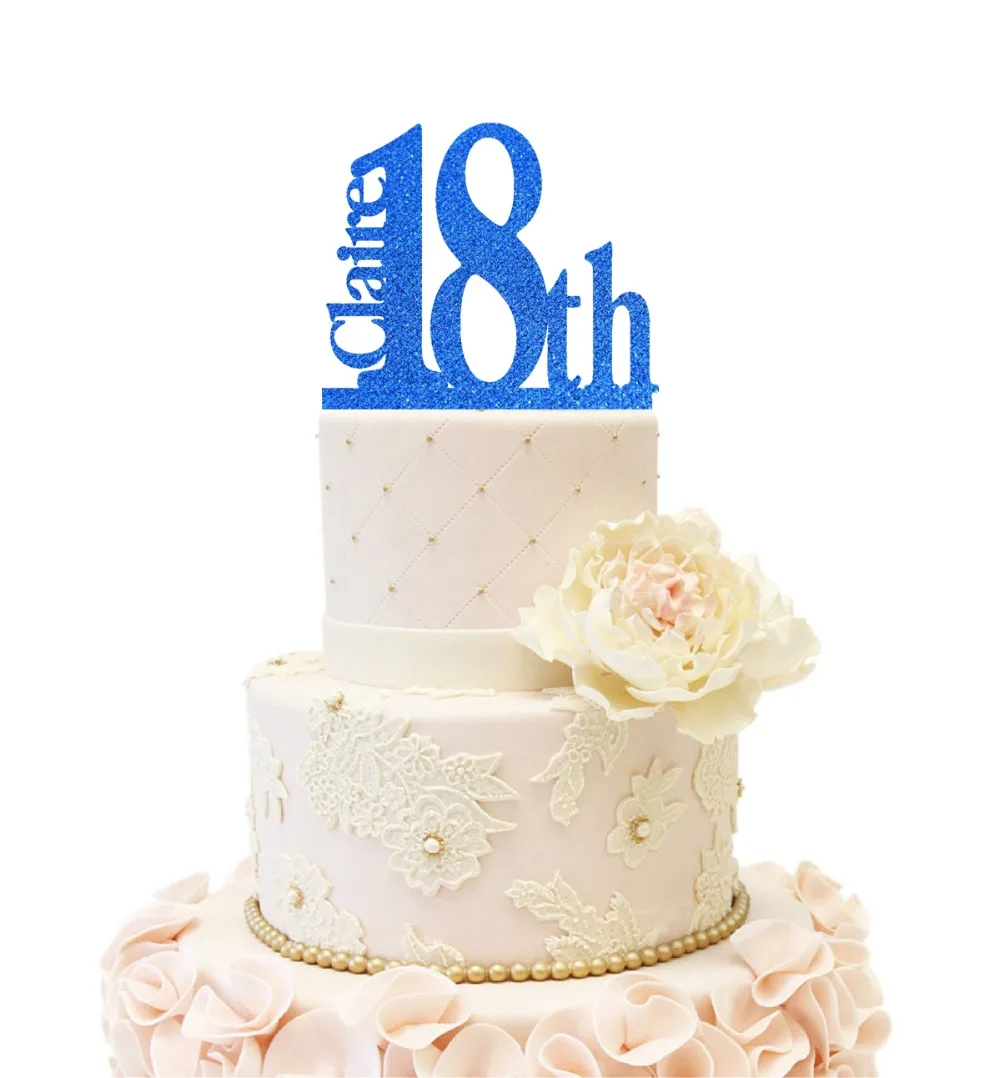 18 й Топпер для торта С Днем Рождения Золотое и серебряное зеркало 16 21