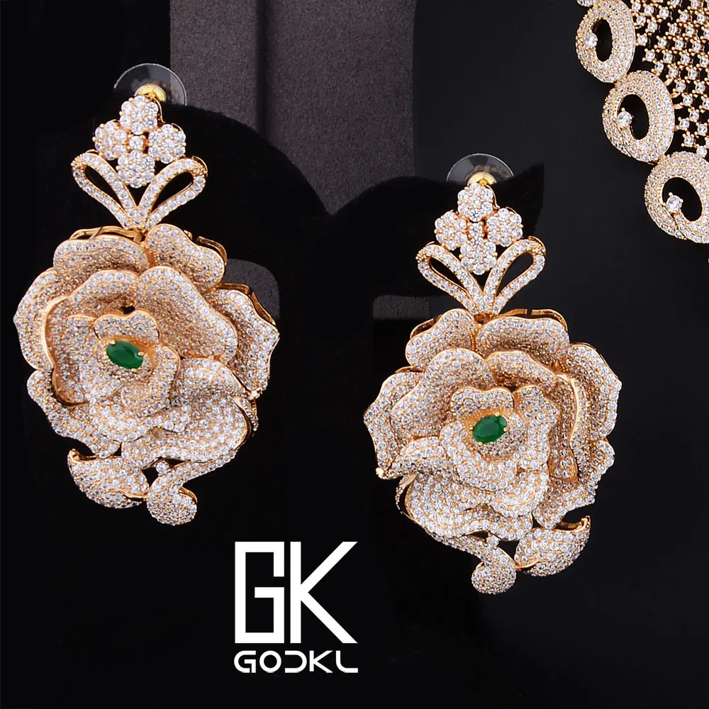 Godki роскошный кубический цирконий нигерийские комплекты ювелирных изделий для женщин свадебные Дубай Свадебные Ювелирные наборы африканские бусины ювелирные наборы