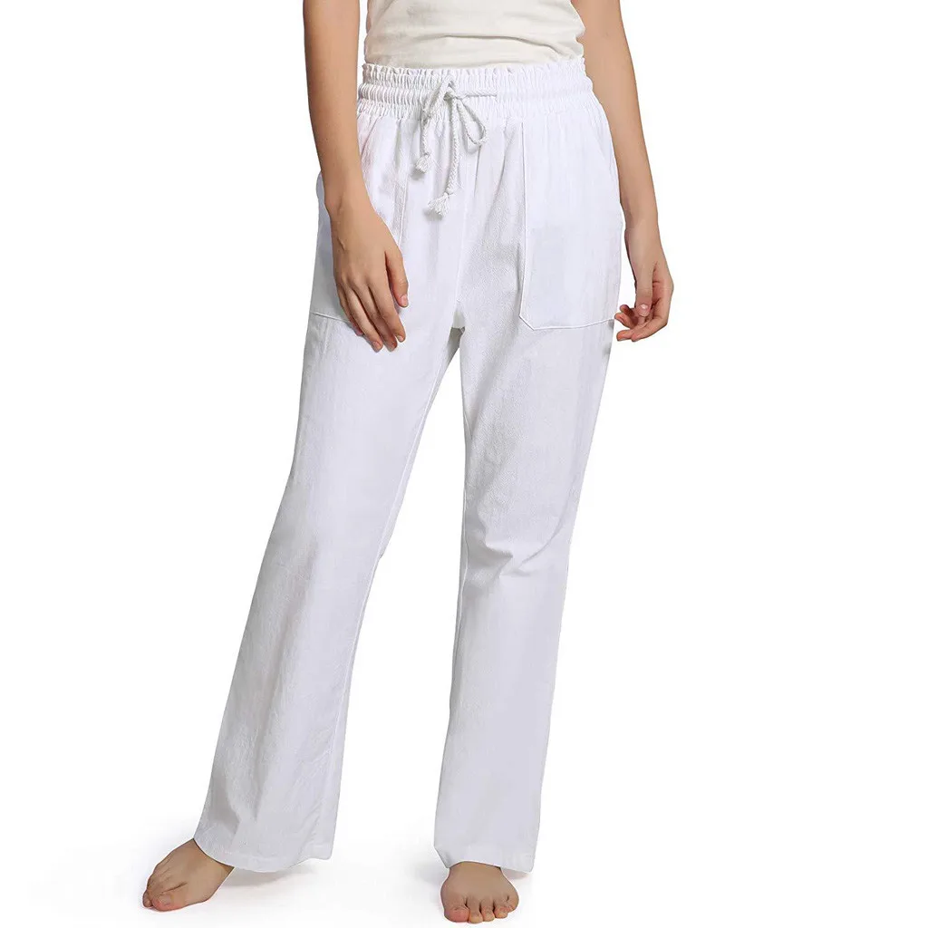 Женские летние брюки pantalon femme повседневные с высокой талией широкие мягкие и