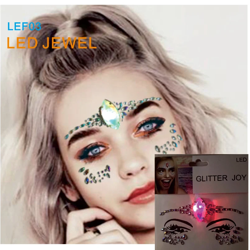 LEF03 1 шт. светодиодная мигающая подсветка для лица тела стразы наклейка лучший
