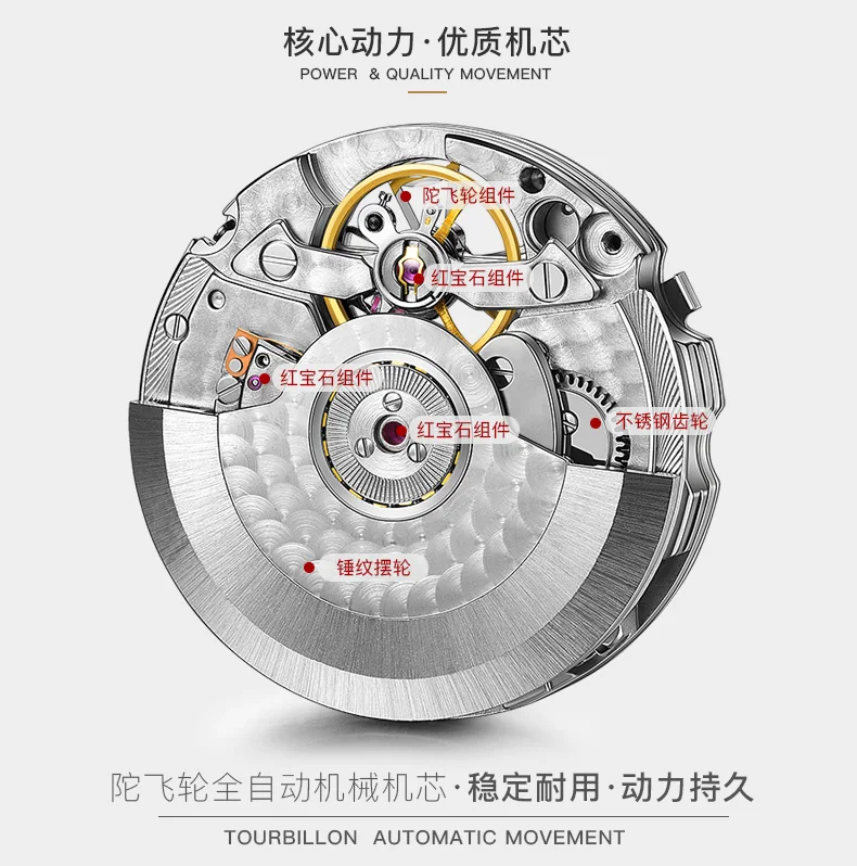 Карнавальный швейцарский бренд tourbillon автоматические механические наручные часы полностью стальные часы Роскошные мужские часы сапфир relogio saat