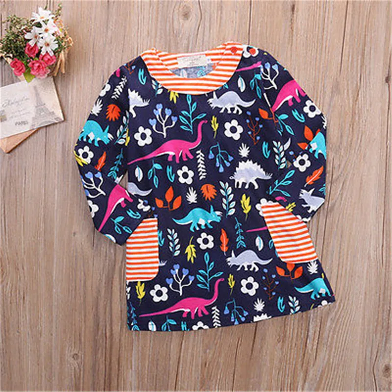 autumn fall Graffiti Girls Dress Summer 2017 Kids Clothes Cotton Children Clothing for Toddler Beach Party Holiday Brand | Детская