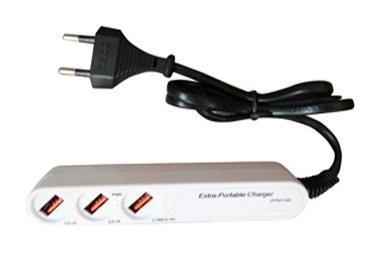 Белый Для офиса, дома, AC, ЕС, блок питания с 3 портами, 4.1A, USB зарядное устройство, 100 см, кабель питания, европейская стандартная вилка для оригинального Xiaomi LG - Цвет: Белый
