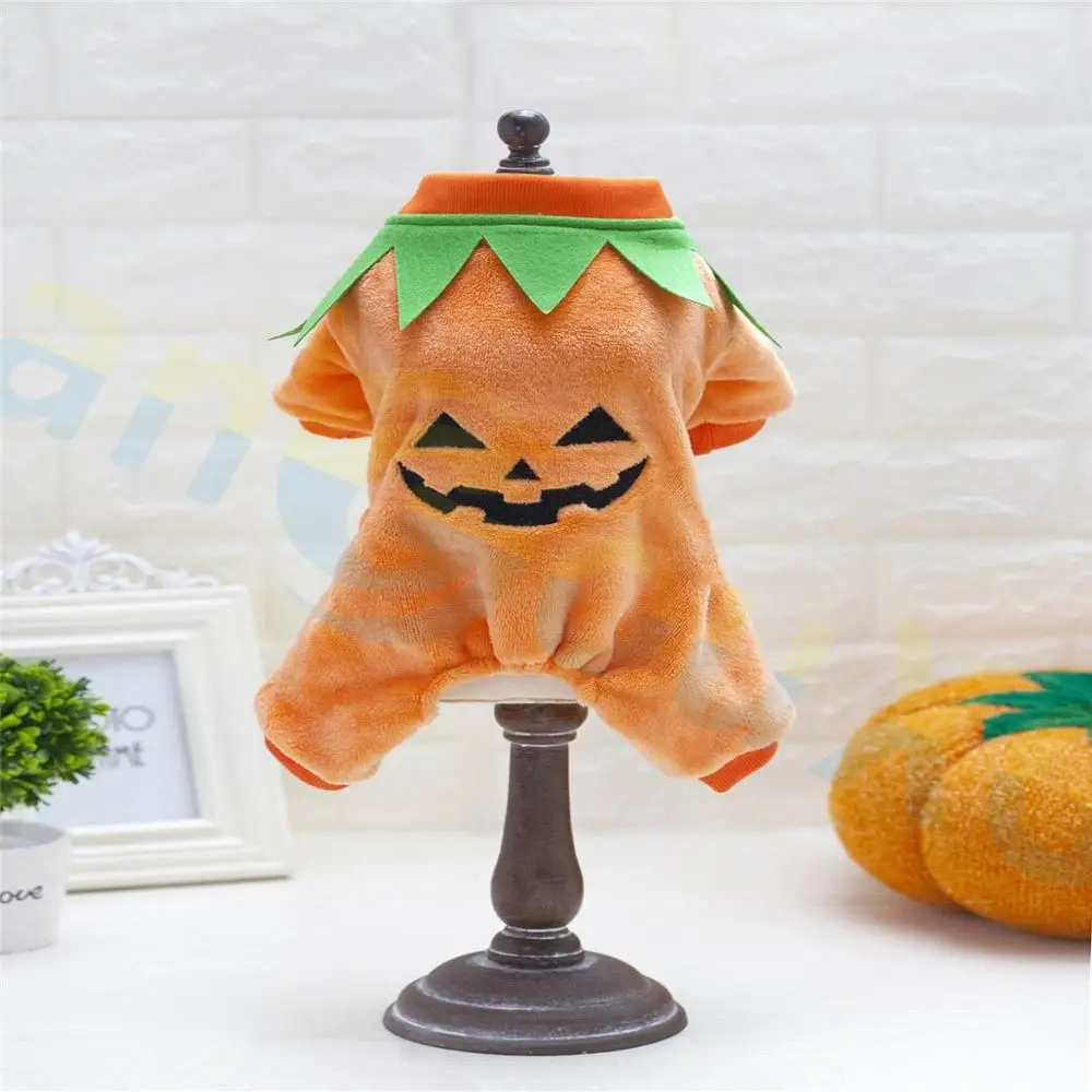 Pumpkin without hat 10pcs Halloween Party festival Cat Clothes Teddy Puppy Dog hamburger Clothes Winter Hot Dog Pet Winter vest Halloween decoration - Цвет: Pumpkin without hat