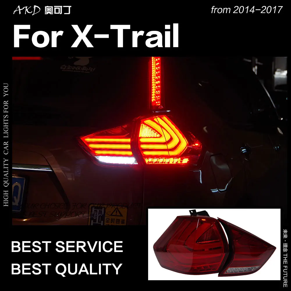 AKD автомобильный Стайлинг для Nissan X-trail задние фонари- Rouge светодиодный задний фонарь DRL сигнал тормоза заднего хода авто аксессуары