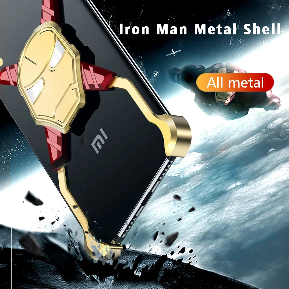 

OATSBASF Iron Man Deluxe Metal Case for Xiaomi MI 9 Case Personality Metal Bumper Shell Anti-drop and shockproof case