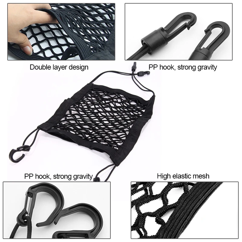 Car Organizer Storage Nets Stowing Tidying For Cars Nylon Mesh Bag Seat Back Holder Automobile Pocket Auto Interior Accessories |