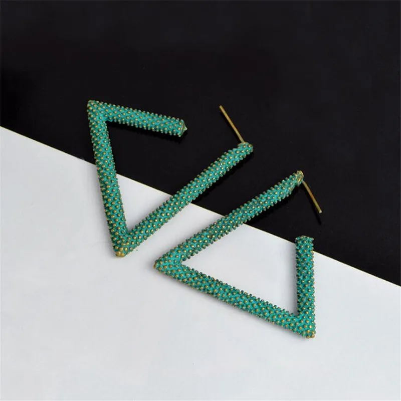 В стиле панк зеленый золотой цвет Boho Серьги Для Пирсинга Ушей для женщин летнее