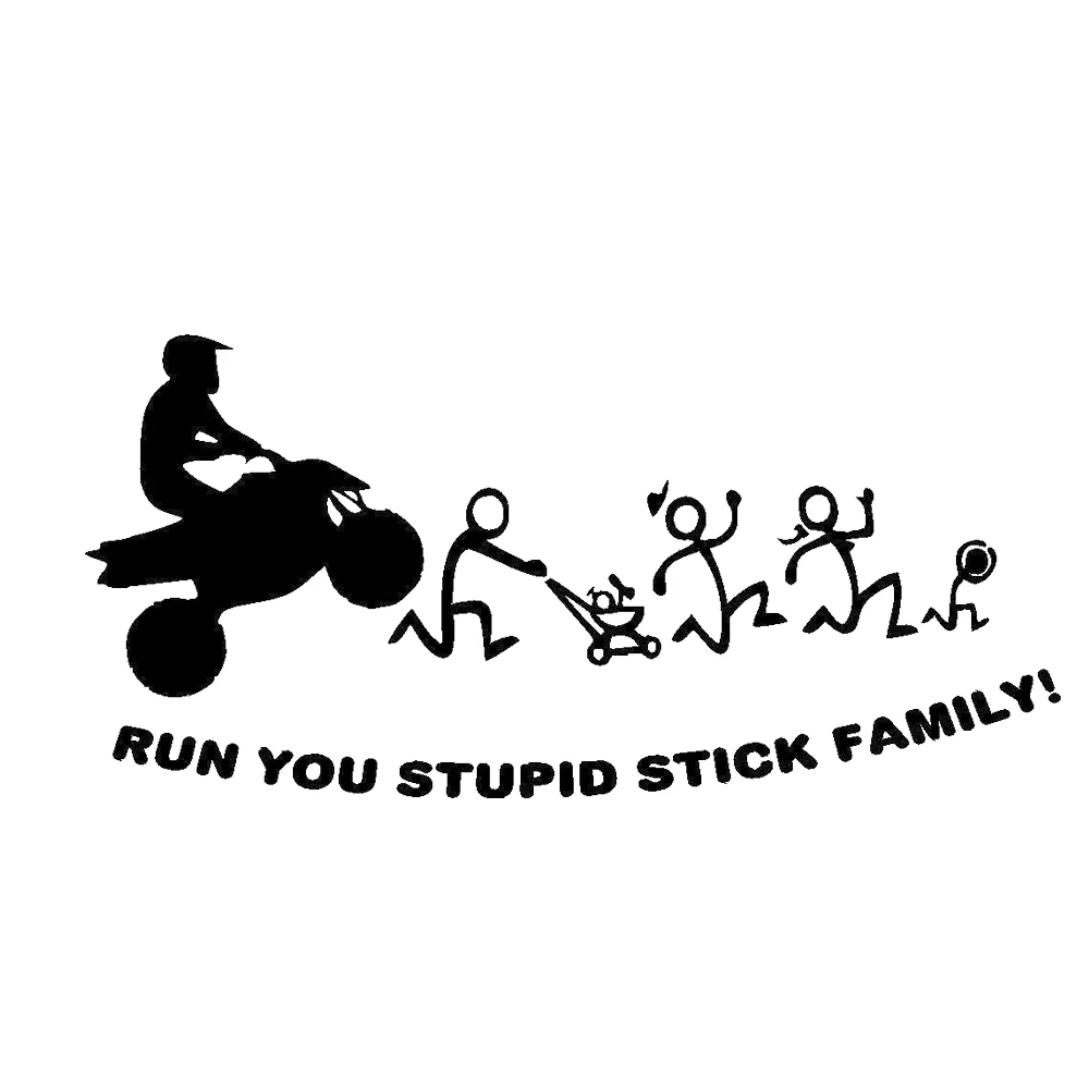 

16*8cm Motorcycle Run You Stupid Stick Family Funny Fashion Personality Creativity Vinyl Decal Stickers