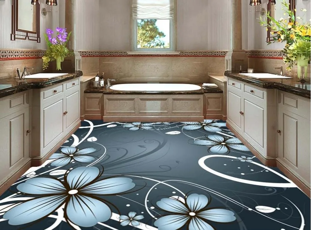 3D stereoscopic pattern plants Floor wallpaper 3d for bathrooms Custom Photo self-adhesive floor waterproof | Обустройство дома