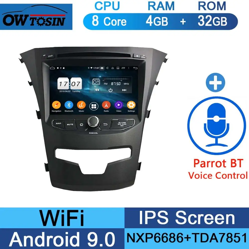 32G Parrot BT " ips 1024*600 8Core 4 Гб+ 64 ГБ Android 9,0 Автомобильный DVD плеер для SsangYong Korando 2013 радио gps попугай BT - Цвет: 32G Parrot BT