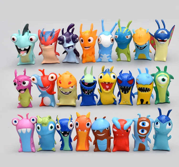 24 шт./компл. аниме Slugterra Фигурки игрушки 5 см мини Монстр животных модель ПВХ куклы украшения для детей подарок на год