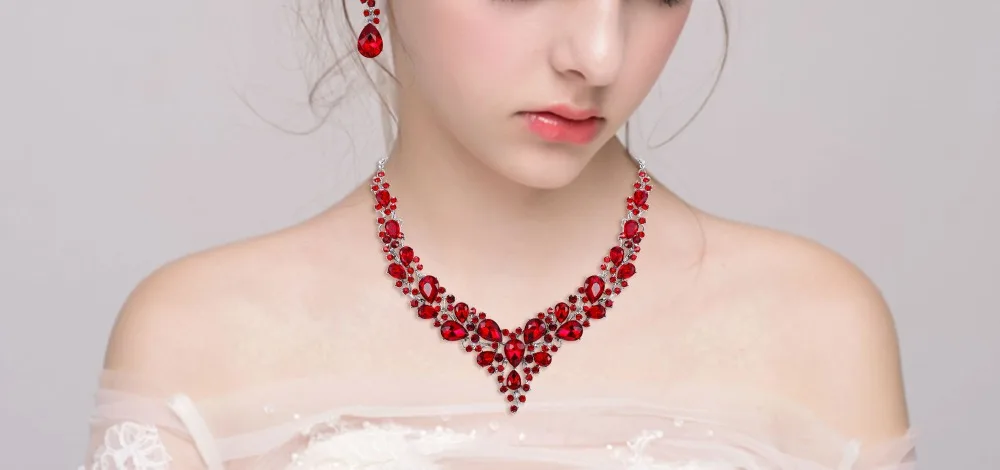 Набор свадебных ювелирных изделий Tuliper bijoux, серьги, женские вечерние колье