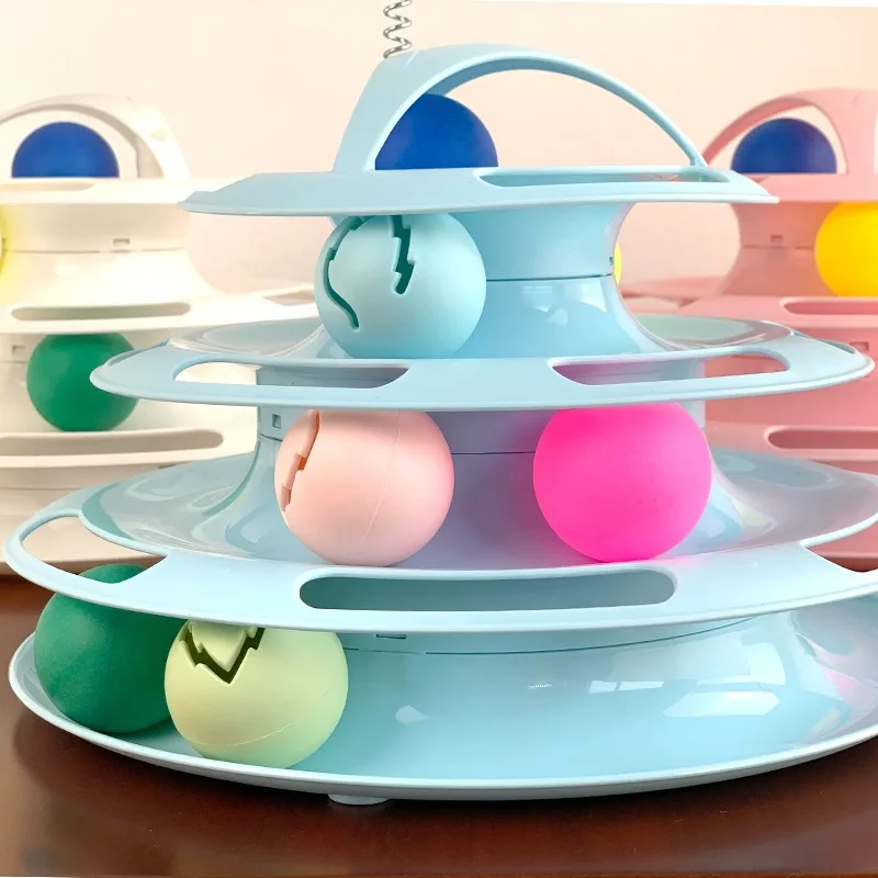 Обновленная 4 слойная игрушка для питомца кота Сумасшедший флэш диск с шариком