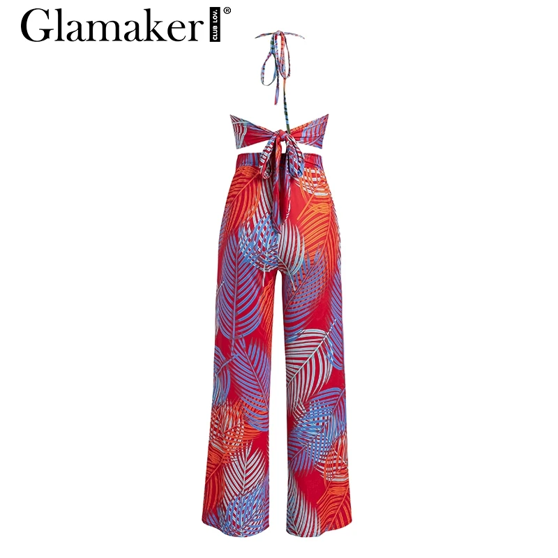 Женский Длинный комбинезон Glamaker пикантный с лямкой на шее размера плюс летний
