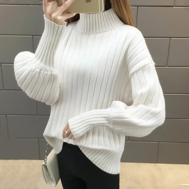 2019 New Arrival Women Winter Sweater 9 Colors Lantern Sleeve Female Turtleneck Cashmere Womens Jumper Pullover | Женская одежда