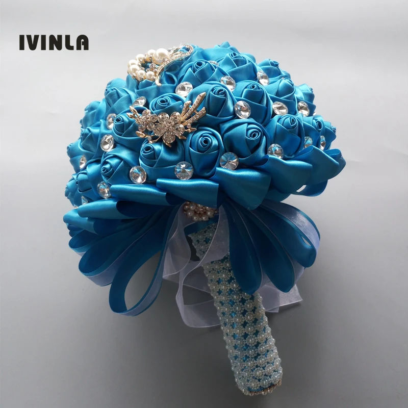 Хит продаж свадебные букеты с кристаллами синего цвета свадебный букет подружки