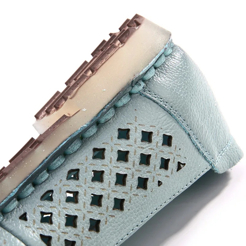 Милые женские лоферы туфли на плоской подошве Летние удобные из натуральной кожи