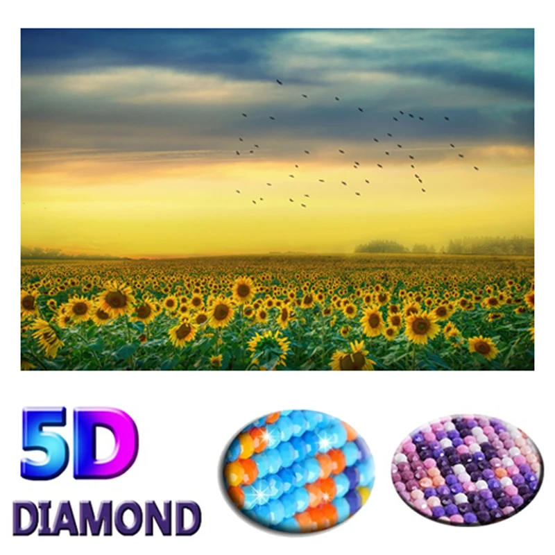 Полная дрель алмазная живопись из смолы подсолнухи пейзаж 5D вышивка DIY