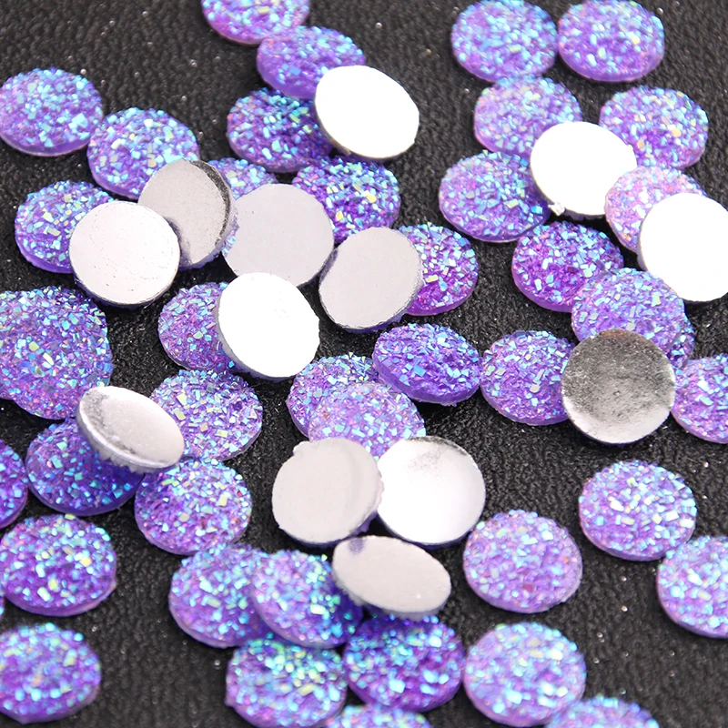 New Fashion 40pcs 12mm Mix Colors Natural Ore Style Flat Back Resin Cabochons For Bracelet Earrings Accessories