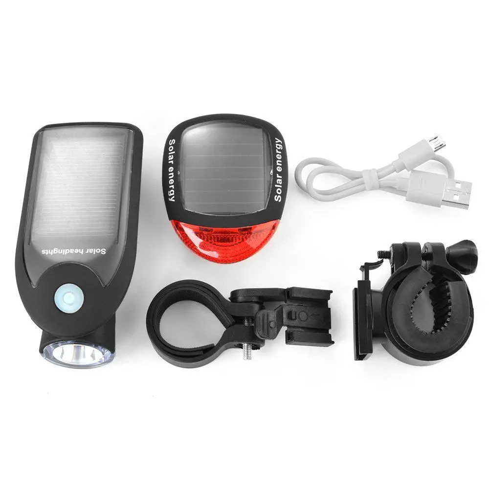 Фонарь велосипедный с зарядкой от USB зарядка солнечной энергии мигающий Передний