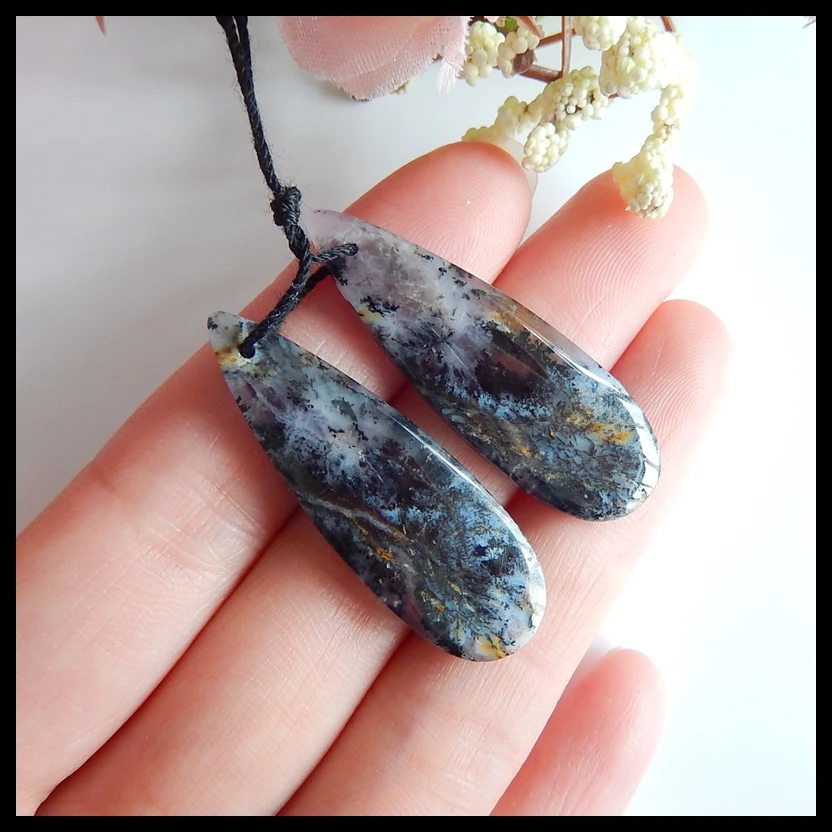 

Birthday gift,Natural Arborization Opal Gemstone Fashion woman Earrings,Semiprecious jewelry earring set,39x13x5mm,6.9g