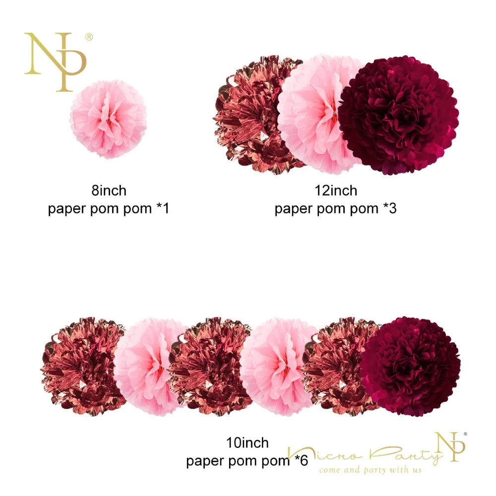 Nicro 22 pcs/set Balloons Paper Flowers Confetti Valentine's Day Decoration Birthday Graduation Home Party DIY Decor#Set72