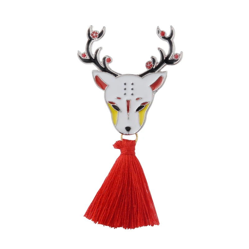 deer Японский стиль Броши животное и брошь с кисточкой лиса Олень Кролик Рюкзак Значки эмаль лацкан булавка шляпа сумка аксессуары - Окраска металла: deer