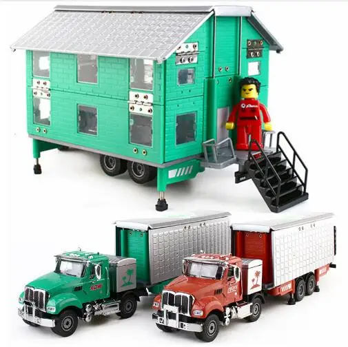 

Alloy Diecast Motor Homes Truck 1:50 Motor Trailer Limous Folding 4 Telescope Stand Vehicle Model Collection Toys for Children