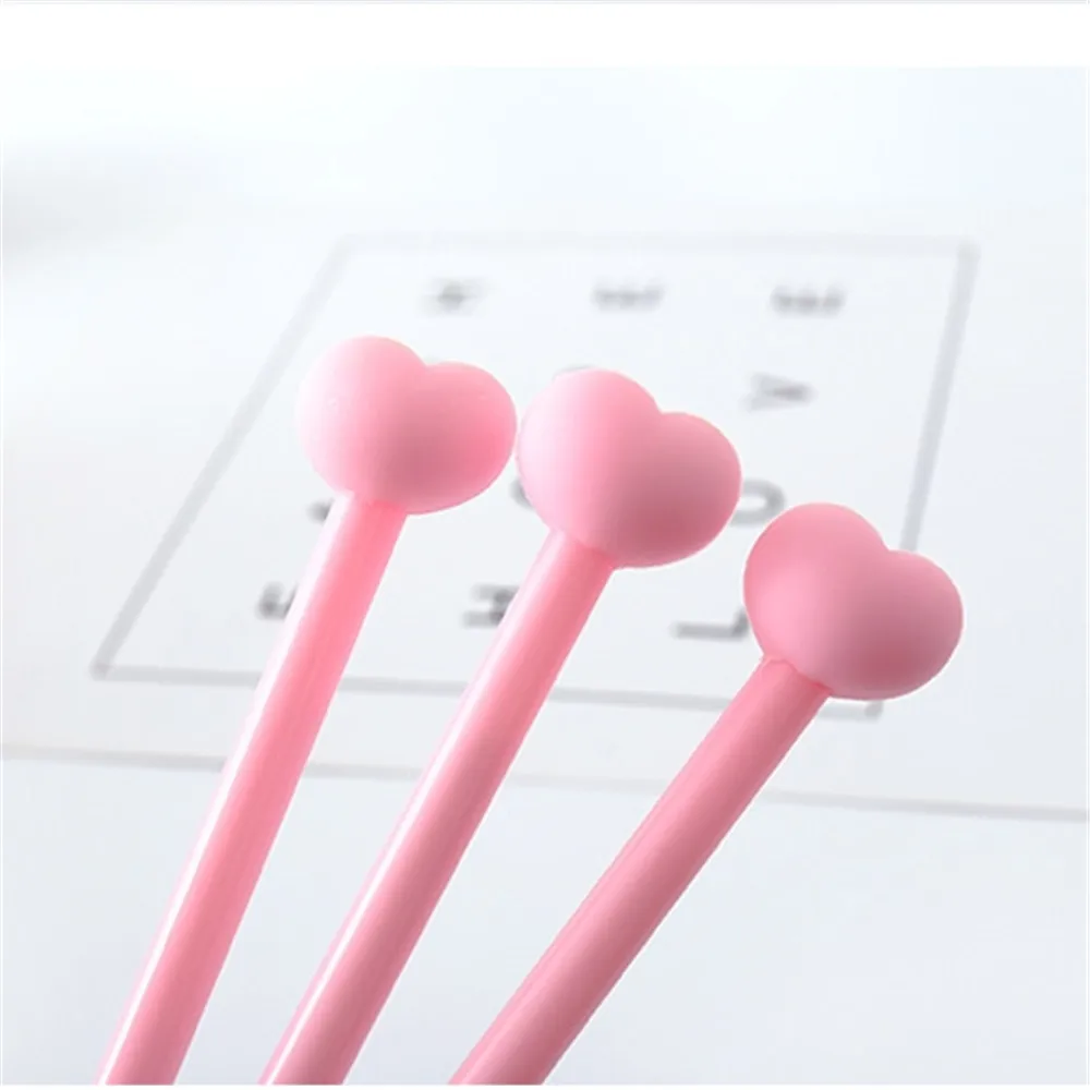 

0.38mm Cute Creative Pink Love Heart Gel Pen Signature Pen Escolar Papelaria School Office Stationery Supply Promotional Gifts