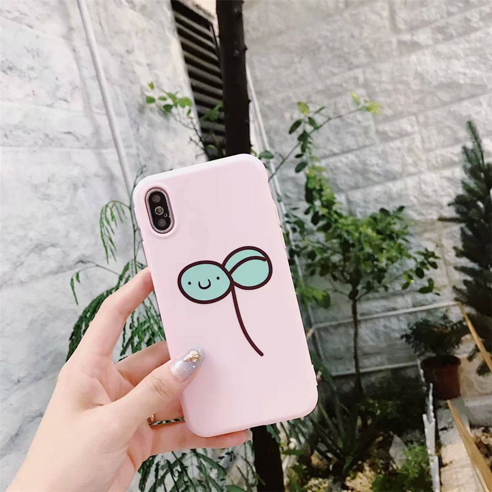 Korea Style Simple Pink Girly Budding Flowers Phone Case for IPhone 7 Soft TPU Silicon Back Cover 6 6S 8 Plus X 10 |