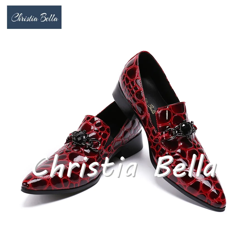 Christia Bella Мужская мода неподдельный кожаный Обувь в деловом стиле цепи вечерние