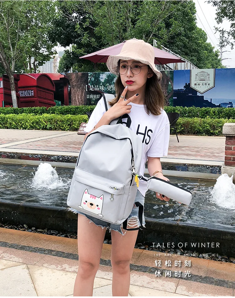 

Fashion backpack student School bag 6pcs/set for Girls School Children Bags Cute dog Print School Backpack Kids Canvas Backpacks