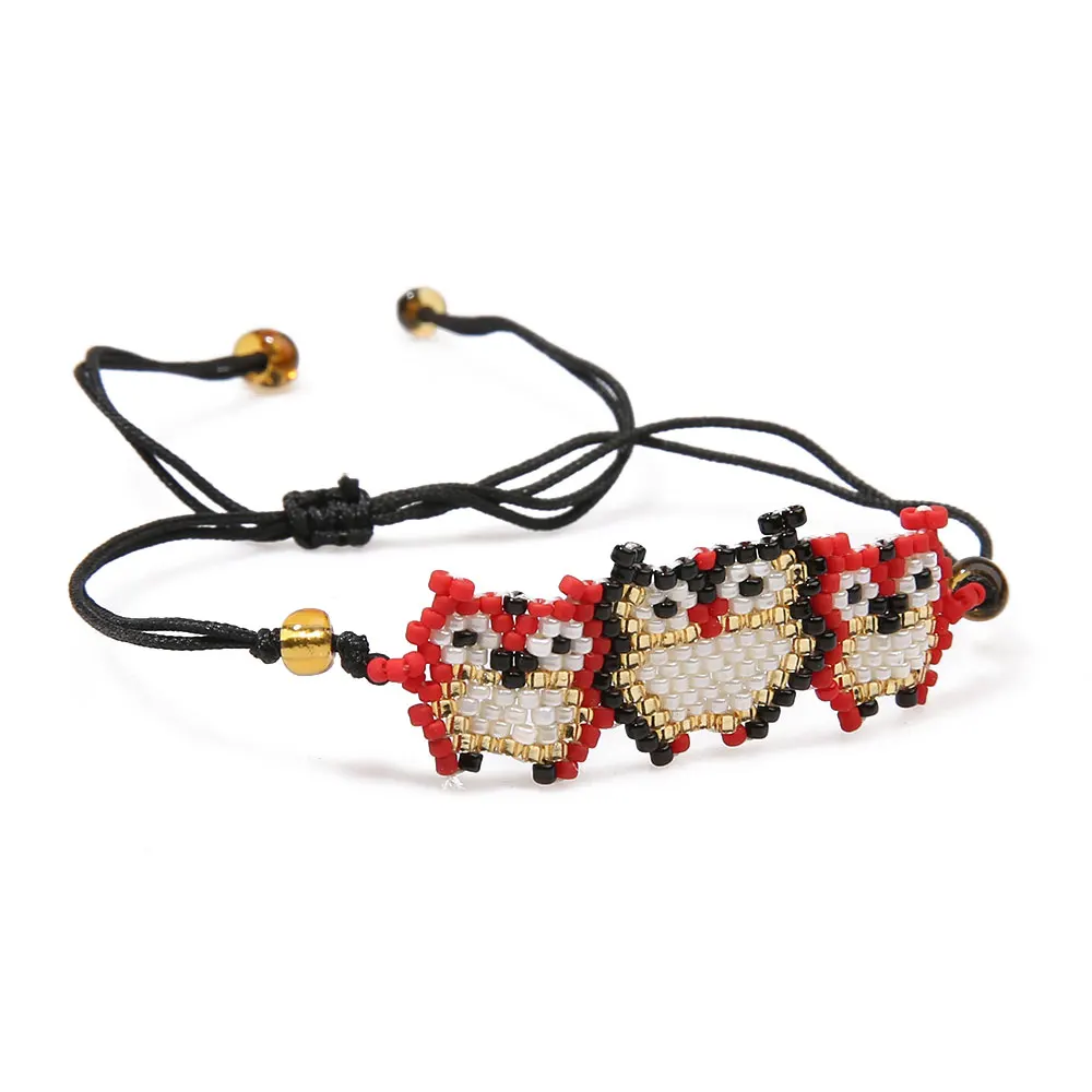 M-B0017-B Rttooas браслеты для женщин браслет дружбы Bijoux ручной работы плетеный, с бусинами бисер мультфильм сова стежка ткацкий станок узор ювелирные изделия подарок - Окраска металла: M-B0017-B