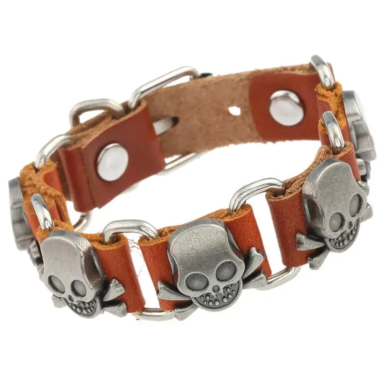 Мужской винтажный браслет из натуральной кожи с металлической пряжкой|Браслеты