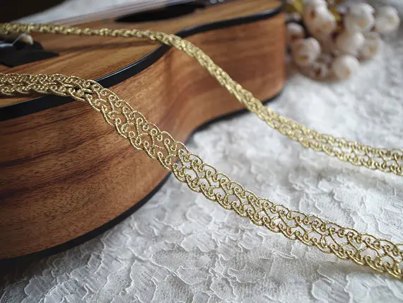 

10yards Gold Lace Trim Gold Cord Crocheted Lace Trim Gold Lace Tape