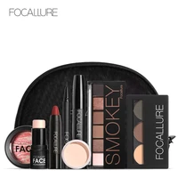 focallure 8 pcsset makup tool must glitter eyeshadow matte lipstick blush mascara with makeup bag cosmetic kit