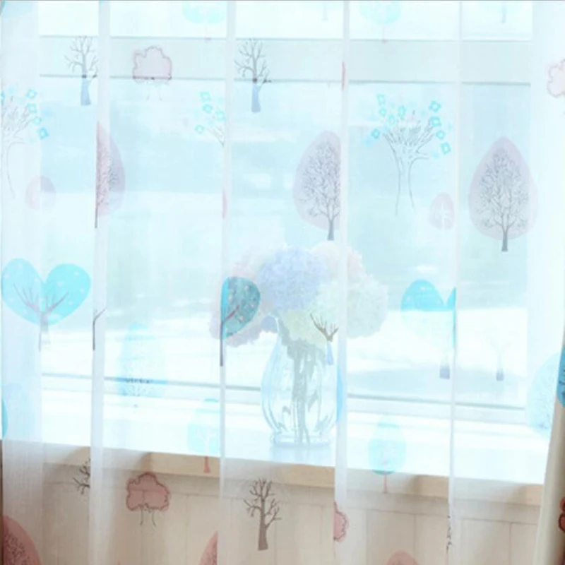 Sheer Curtain Верхние детские шторы для гостиной, спальни, веселое дерево, дизайнерские оконные шторы для детской комнаты, милые детские шторы WP180* 30 - Цвет: Sheer Curtain