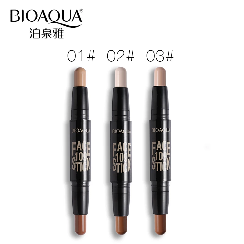 BIOAQUA Brand 2 In 1 Bronzer Highlighter Stick 3D Face Makeup Concealer Foundation Cream Texture Contour Pencil Cosmetics | Красота и