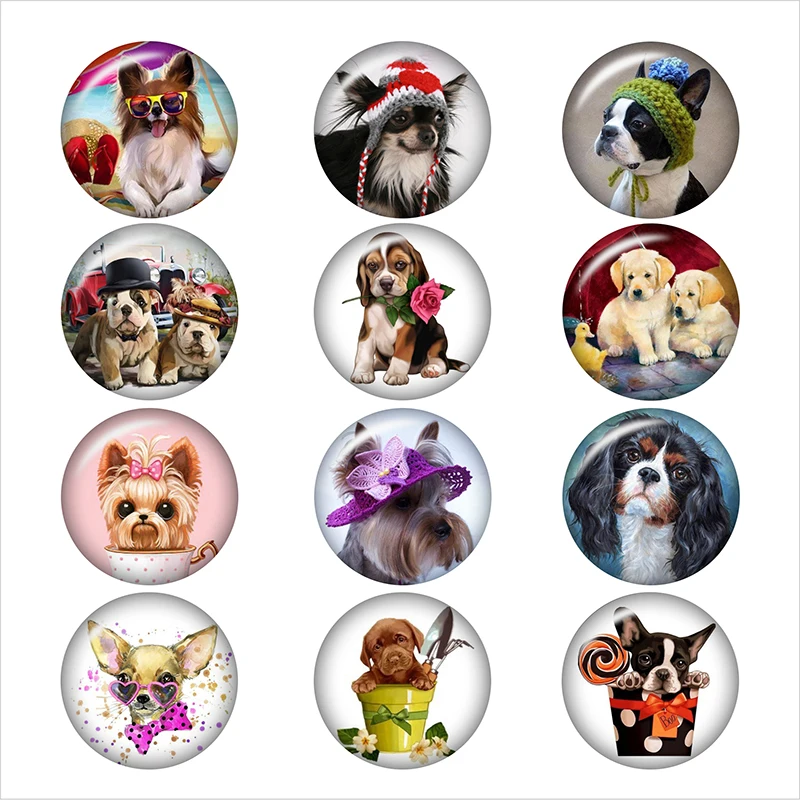 

Mixed Glass Snap Button Jewelry Dogs Cartoon For DIY 18MM Button Snap Bracelet Necklace Jewelry