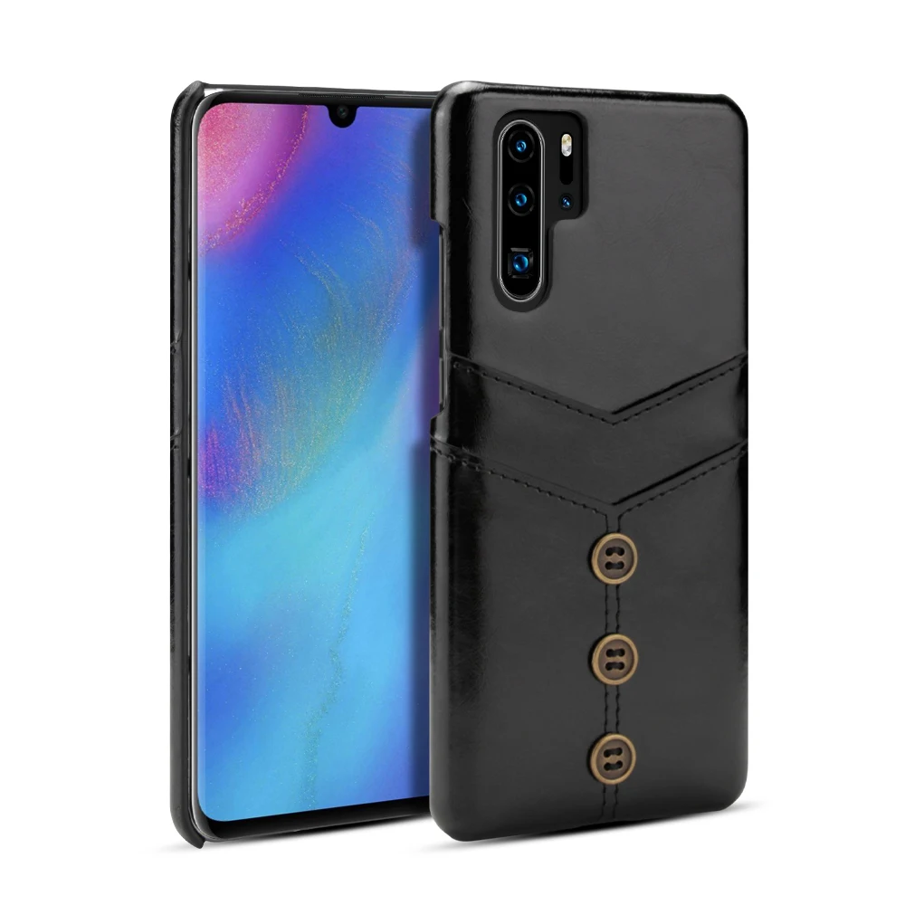 Luxury Oil Wax PU Leather Buckle Wallet Phone Cases For Huawei P30 P20 Lite Pro Mate 20 Lite Credit Card Money Slot Holder Cover